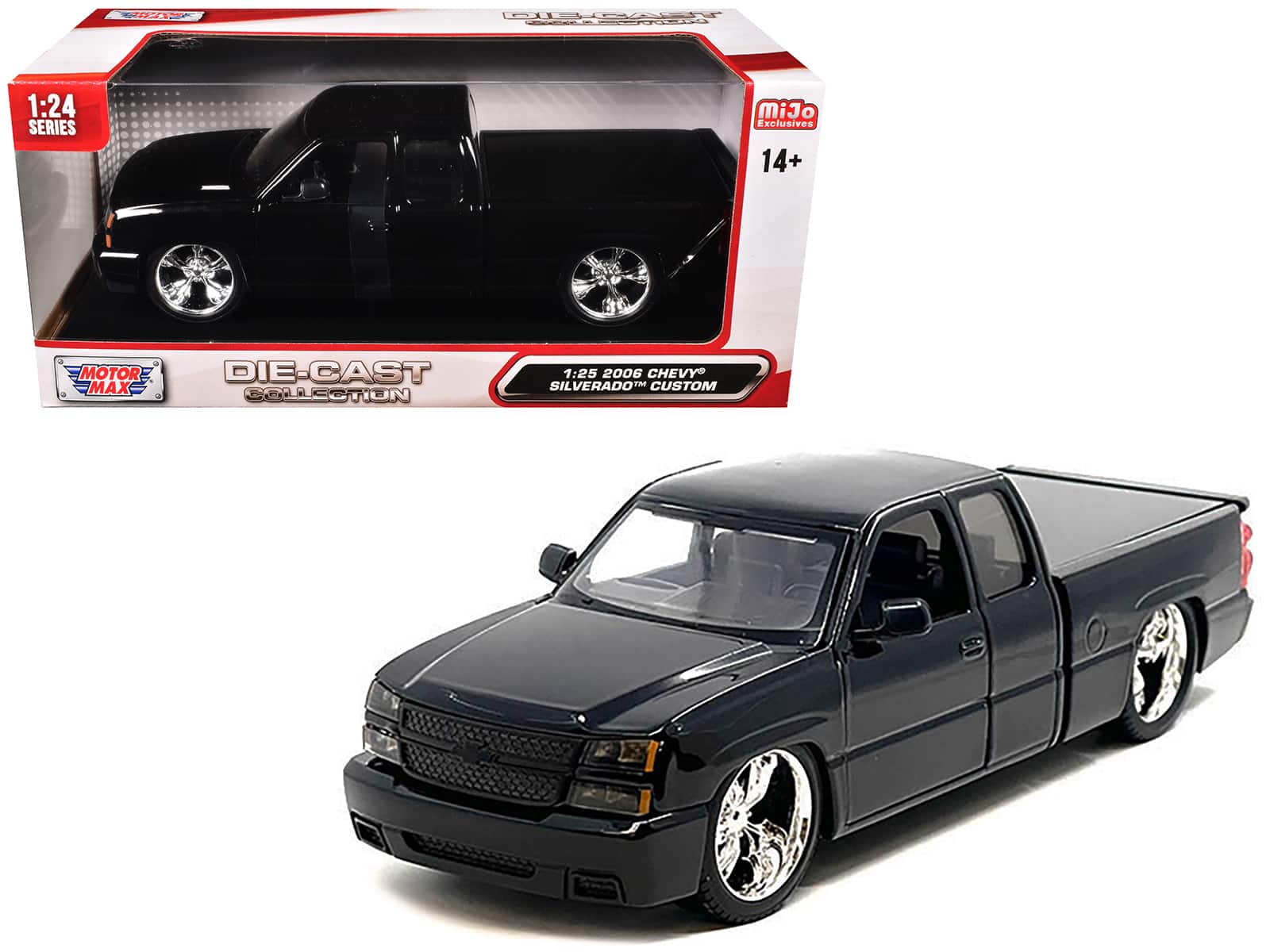 "2006 Chevrolet Silverado Custom Pickup Truck Black ""Die-Cast Collection"" Series 1/25 Diecast Model by Motormax" price history on PriceWatchPro