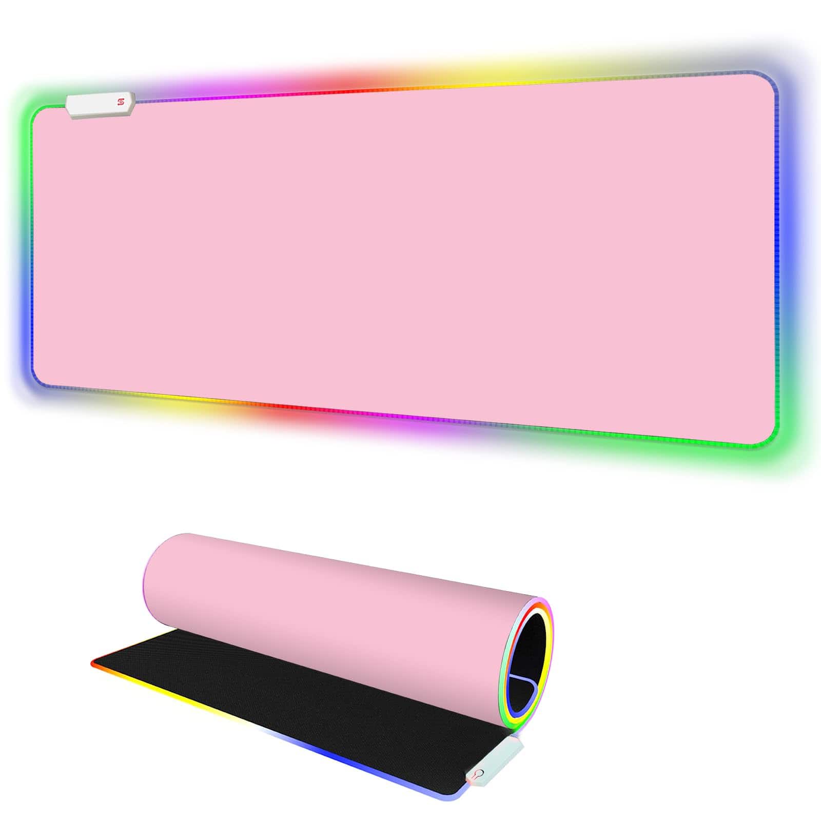 Fabibe - Mouse Pad Keyboard Mouse RGB PC Mousepad Desk 31.5 11.8 Inch Large Oversized Light Modes Anti-slip Rubber Base - Solid Pink