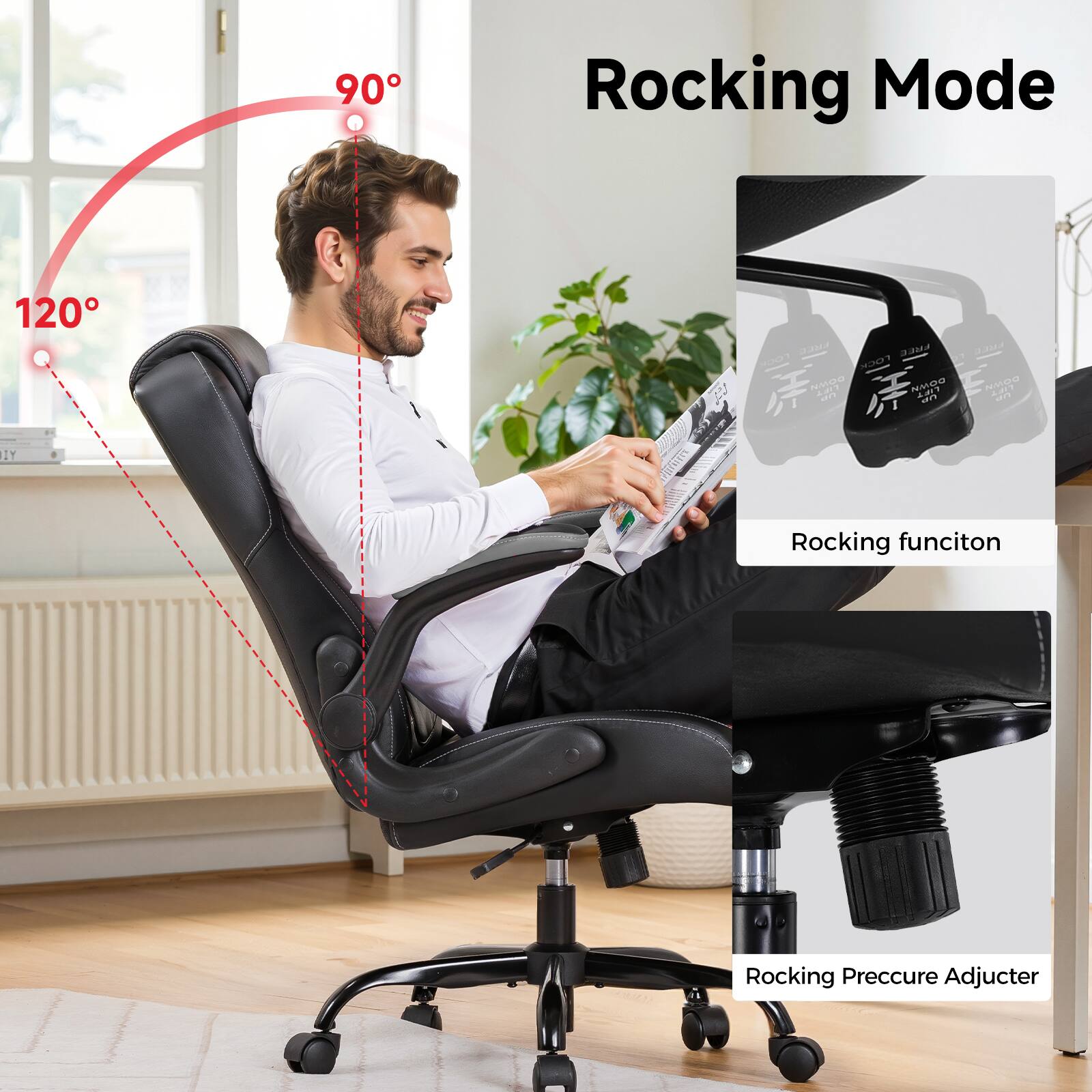 90 Rocking Mode 120 IY d PRE E  Tute  NNAM an  NADO E PENAEM Mr s Rocking funciton Rocking Preccure Adjucter