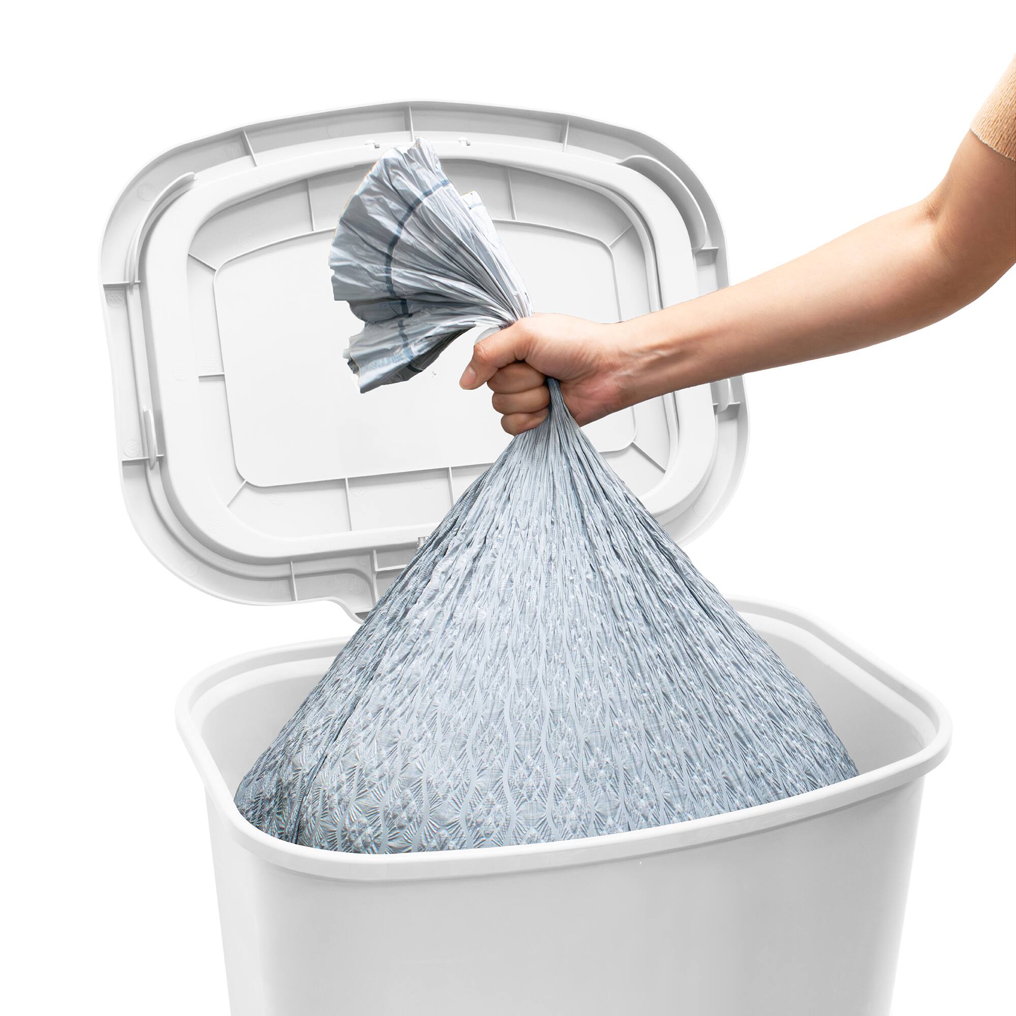 Alt View 8. Glad - Glad Kitchen Trash Can with Lid, Foot Pedal and Garbage Bag Rings, 20 Gal, White - WHITE.