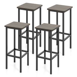 Gymax - 4PCS 26'' Bar Stool Set w/ Metal Frame Footrest Backless Counter Height Stool - Gray