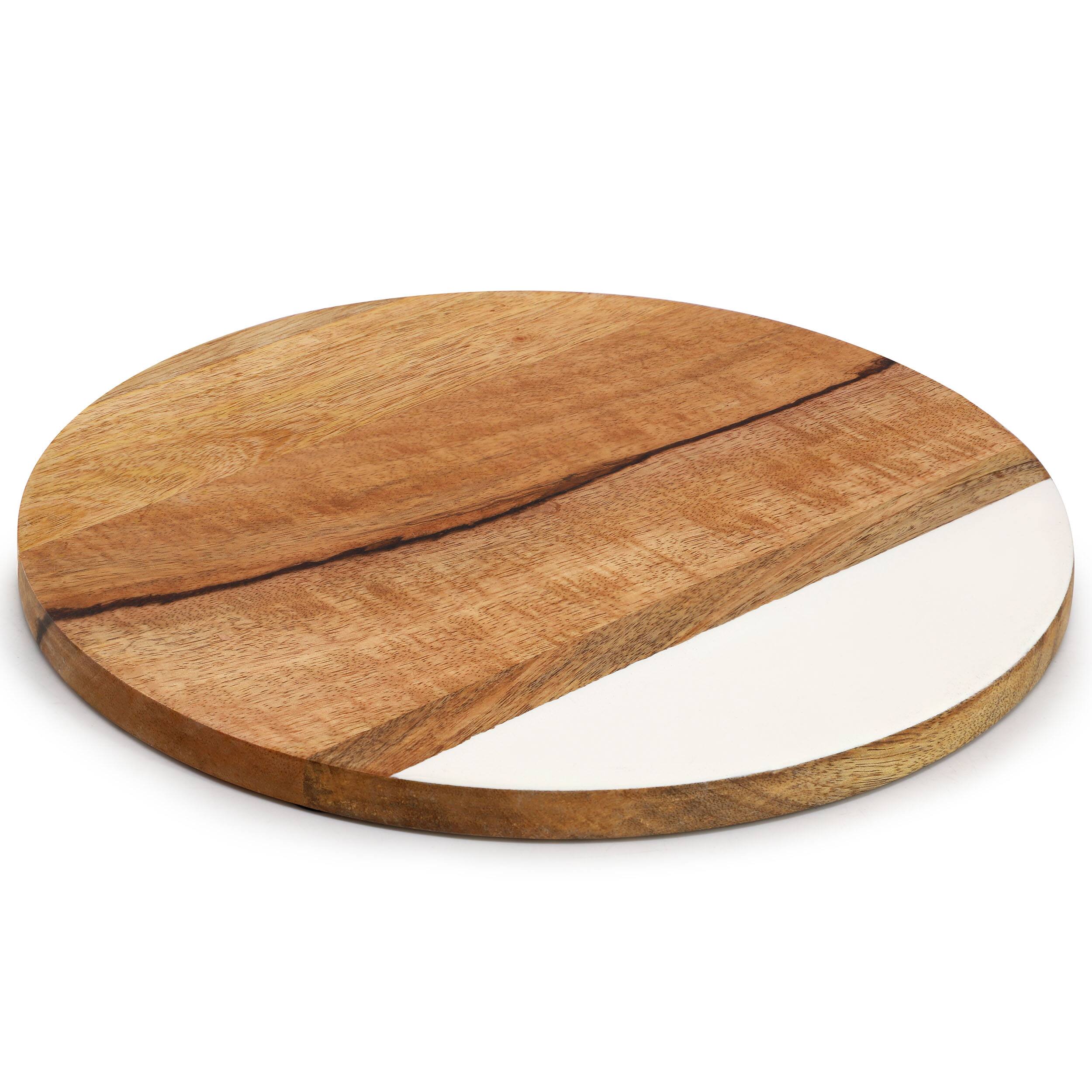 Alt View 1. Gibson - Gibson Home 12 Inch Duo Tone Round Wood Serving Board - Brown.