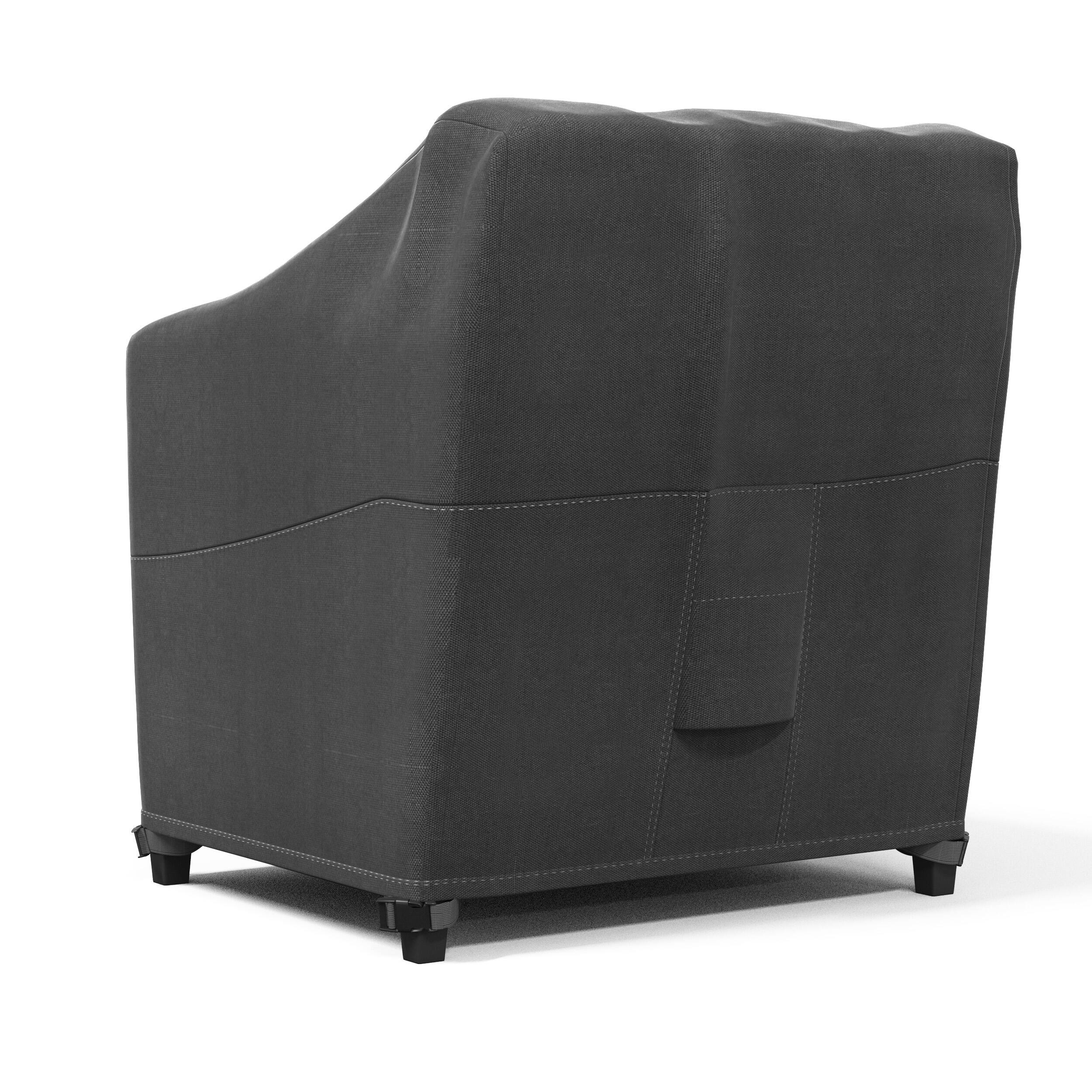 Angle. KHOMO GEAR - Heavy-Duty Patio Chair Cover, Waterproof Outdoor Furniture Protector, Fade & Weather Resistant – Black (Standard Size) - Black.