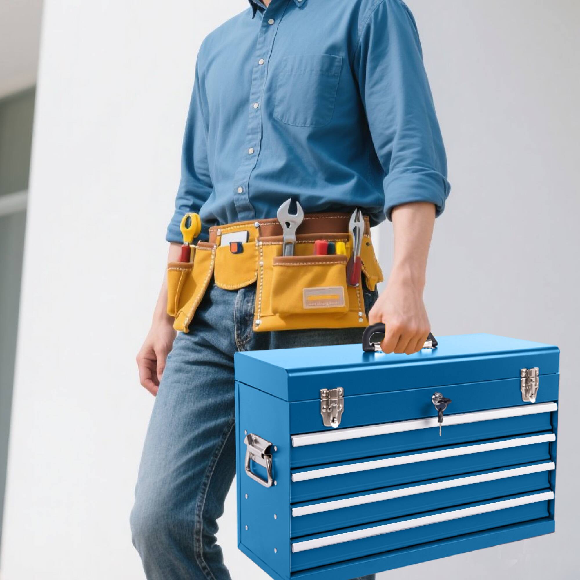 Alt View 6. Boyel Living - Heavy Duty Metal Tool Box, 21-inch, Portable Metal Tool Box with 4 Drawers.