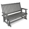 Front. Fortune Candy - HIPS Patio Glider with Cup Holders, Sturdy & Durablel, All-Weather Resistant, for Outdoor, Porch, Patio(3-Seater) - Deep Gray.