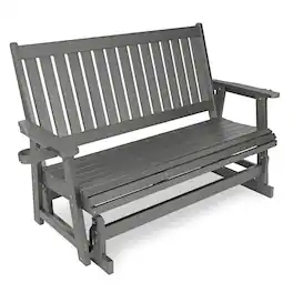 Fortune Candy - HIPS Patio Glider with Cup Holders, Sturdy & Durablel, All-Weather Resistant, for Outdoor, Porch, Patio(3-Seater) - Deep Gray