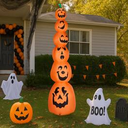 Winado - 9FT Halloween Inflatable Stacked Pumpkins Blow Up with Built-in Light for Indoor Outdoor Holiday Party Garden Decoration - Orange