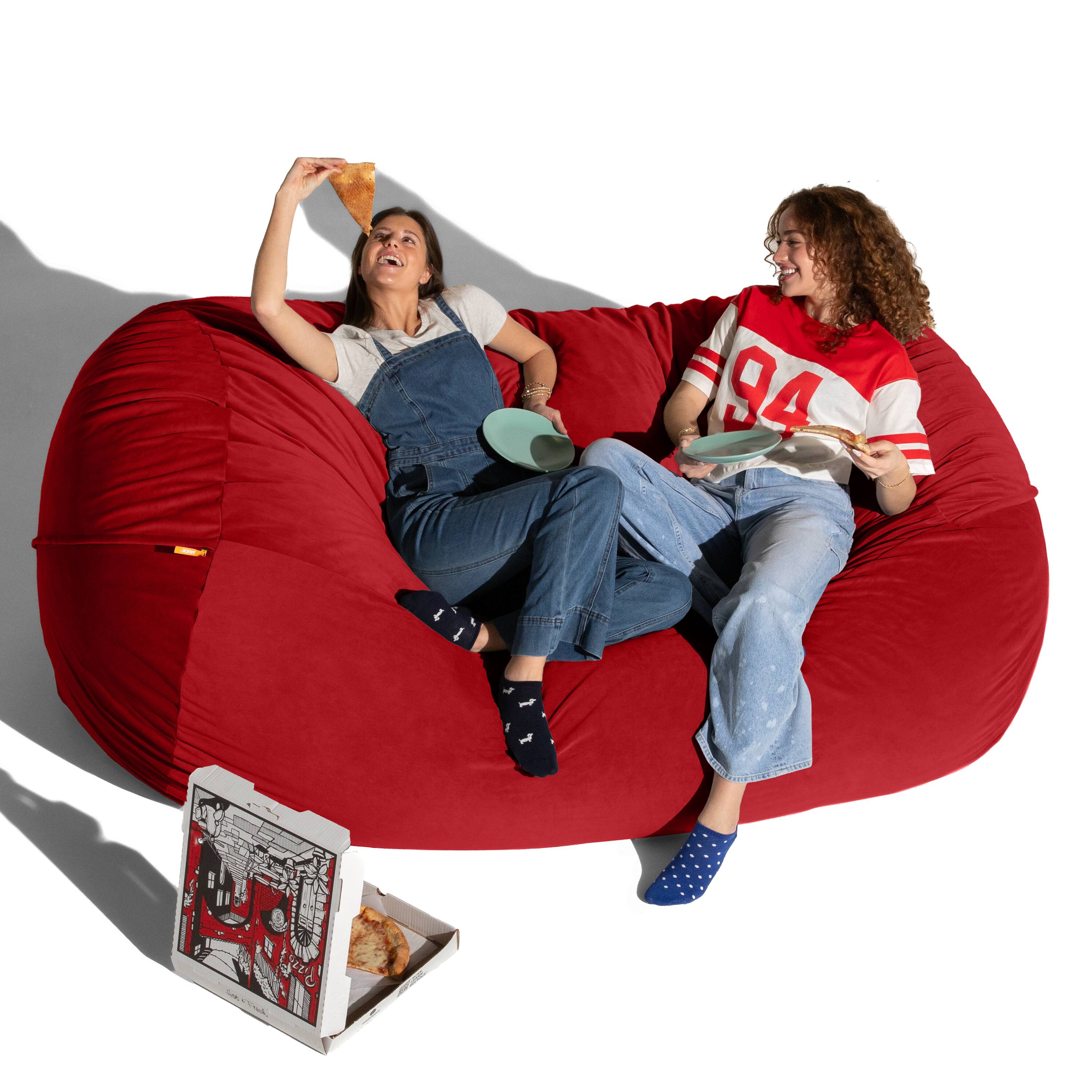 Left. Jaxx - Jaxx Grand Lounger 7 Foot Bean Bag Sofa -Lush Velvet Merlot - Lush Velvet Merlot.