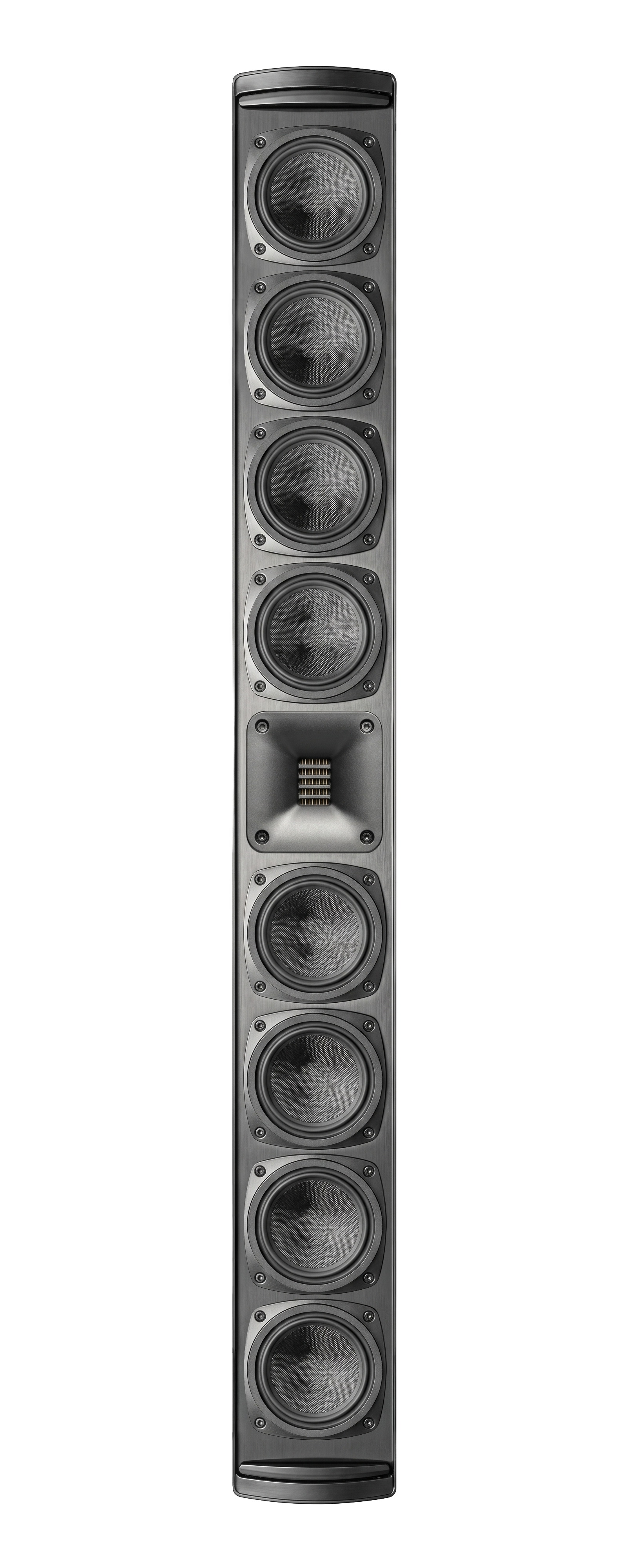 Front. MartinLogan - Discrete Cinema LCR9 2.5-Way Speaker, with Gen2 FMT, Quad 4” Woofers, and Quad 4” Passive Radiators - Black.