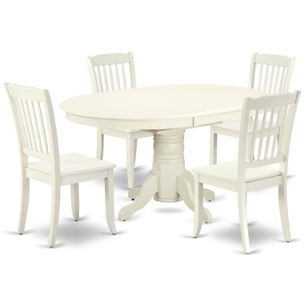 Back. East West Furniture - Dining Room Set Linen White - Brown.