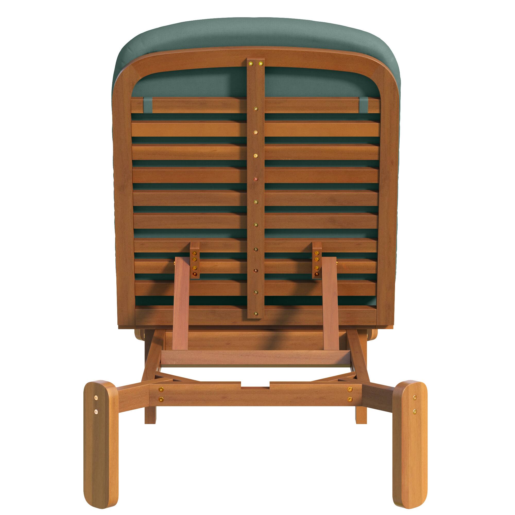 Back. Whisen - Outdoor Adjustable Reclining Chaise Lounge with Thick Cushions for Patio, Poolside, or Beach - Green.