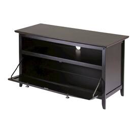 FurniFact - Dark Espresso TV Stand with Transitional Style and Solid Wood Finish - Brown