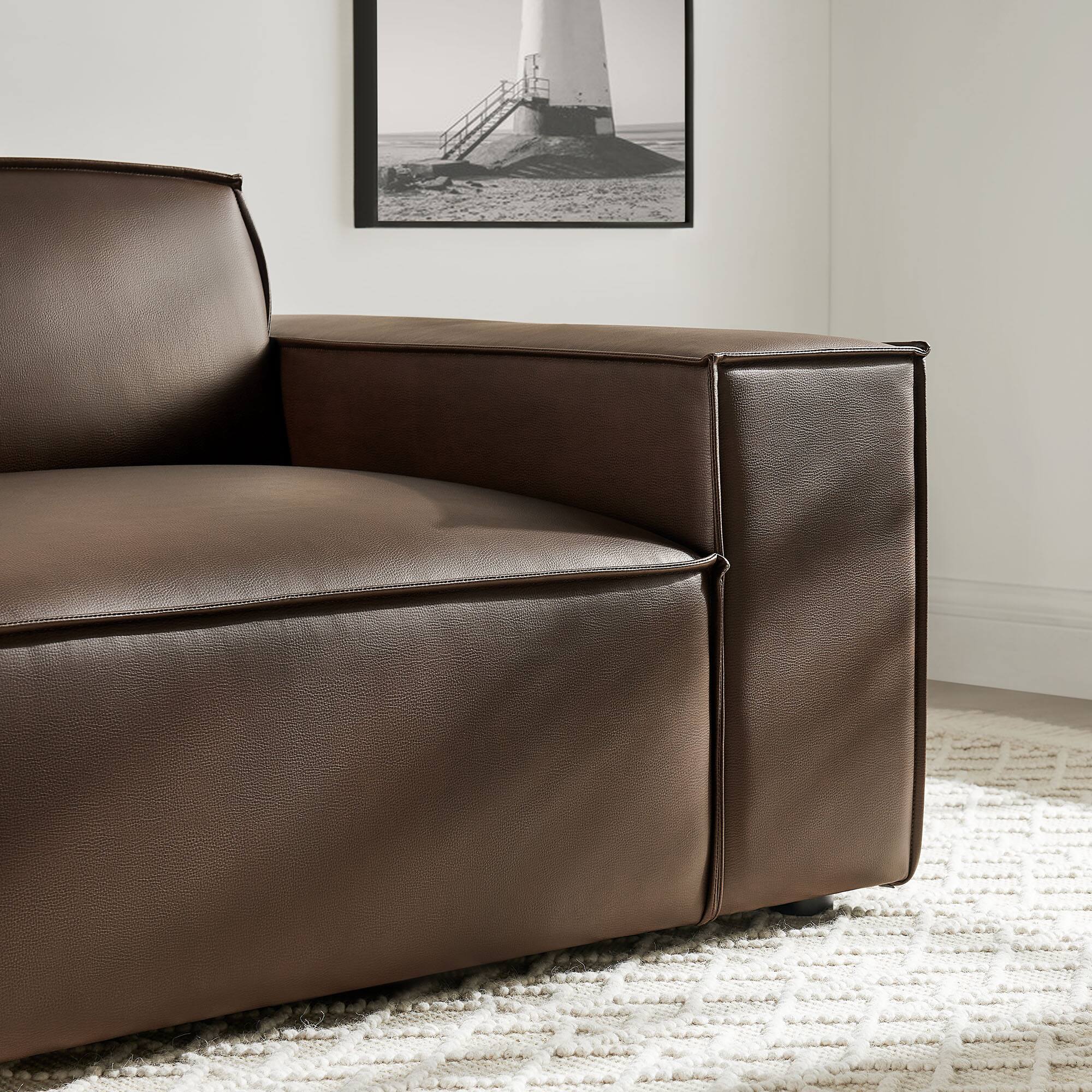 Alt View 8. Modway - Restore Vegan Leather Right-Facing Modular Lounge Chair by Modway - Espresso.