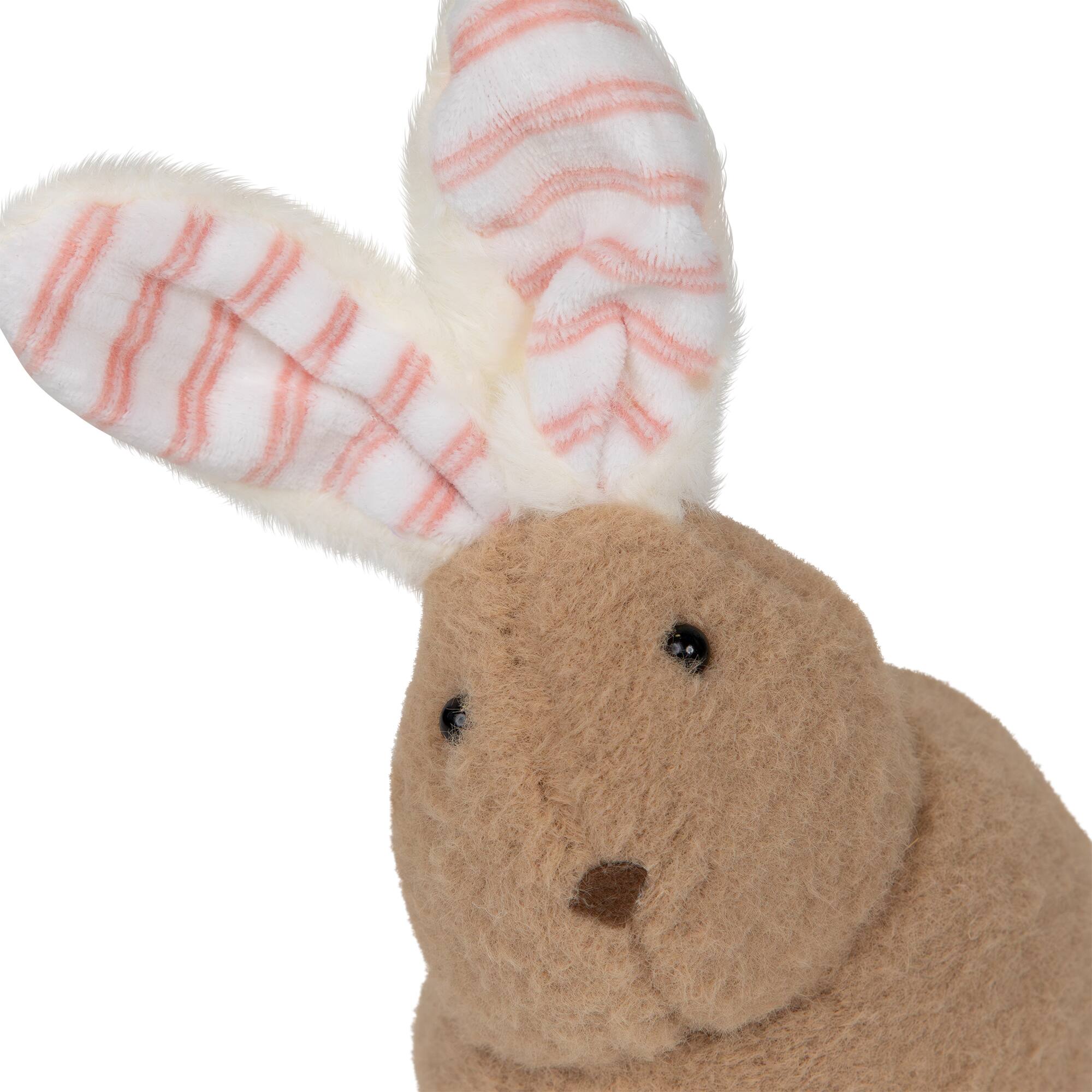 Alt View 4. Northlight - Plush Rabbit with Striped Ears Easter Figurine - 9" - Brown.