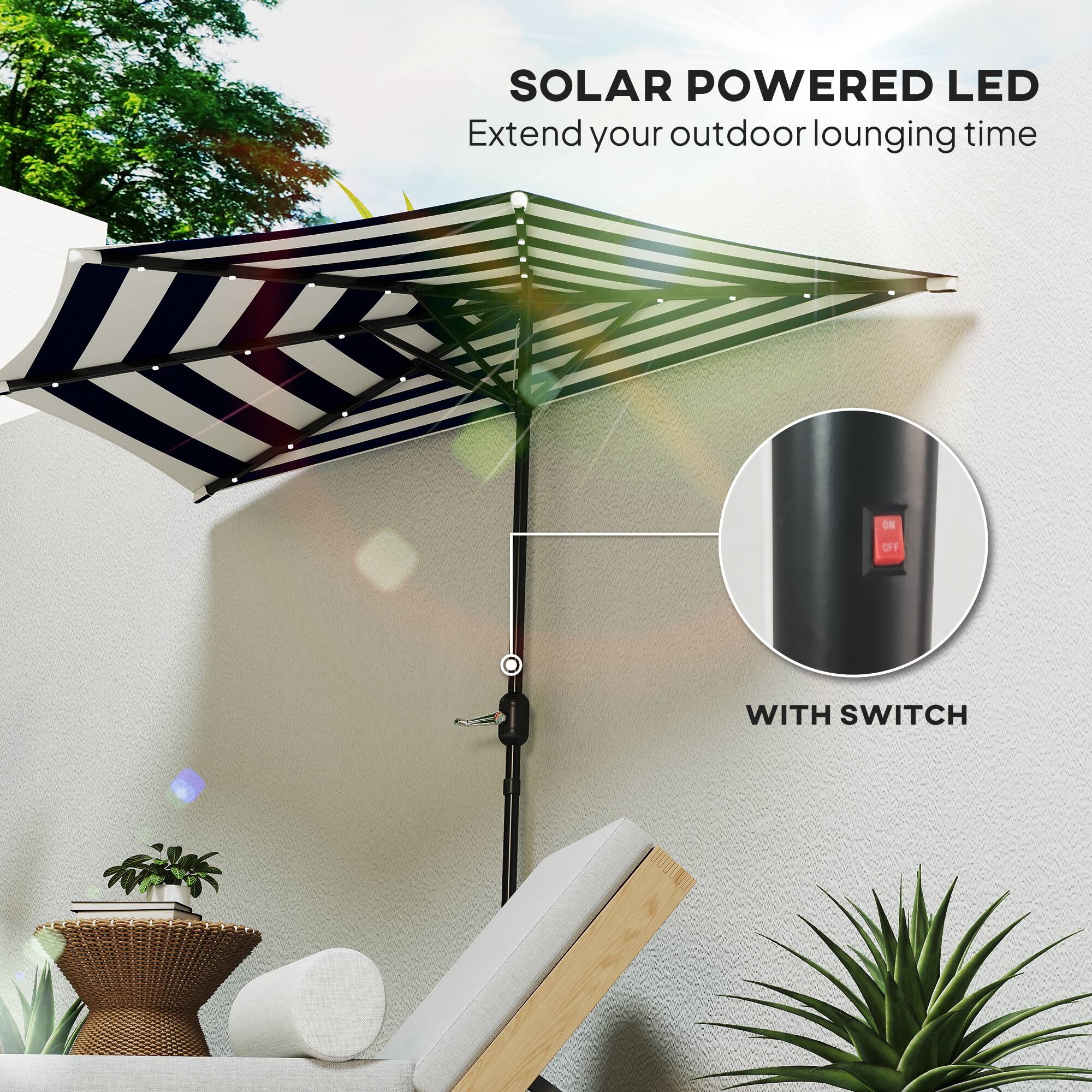 SOLAR POWERED LED  
Extend your outdoor lounging time  
WITH SWITCH