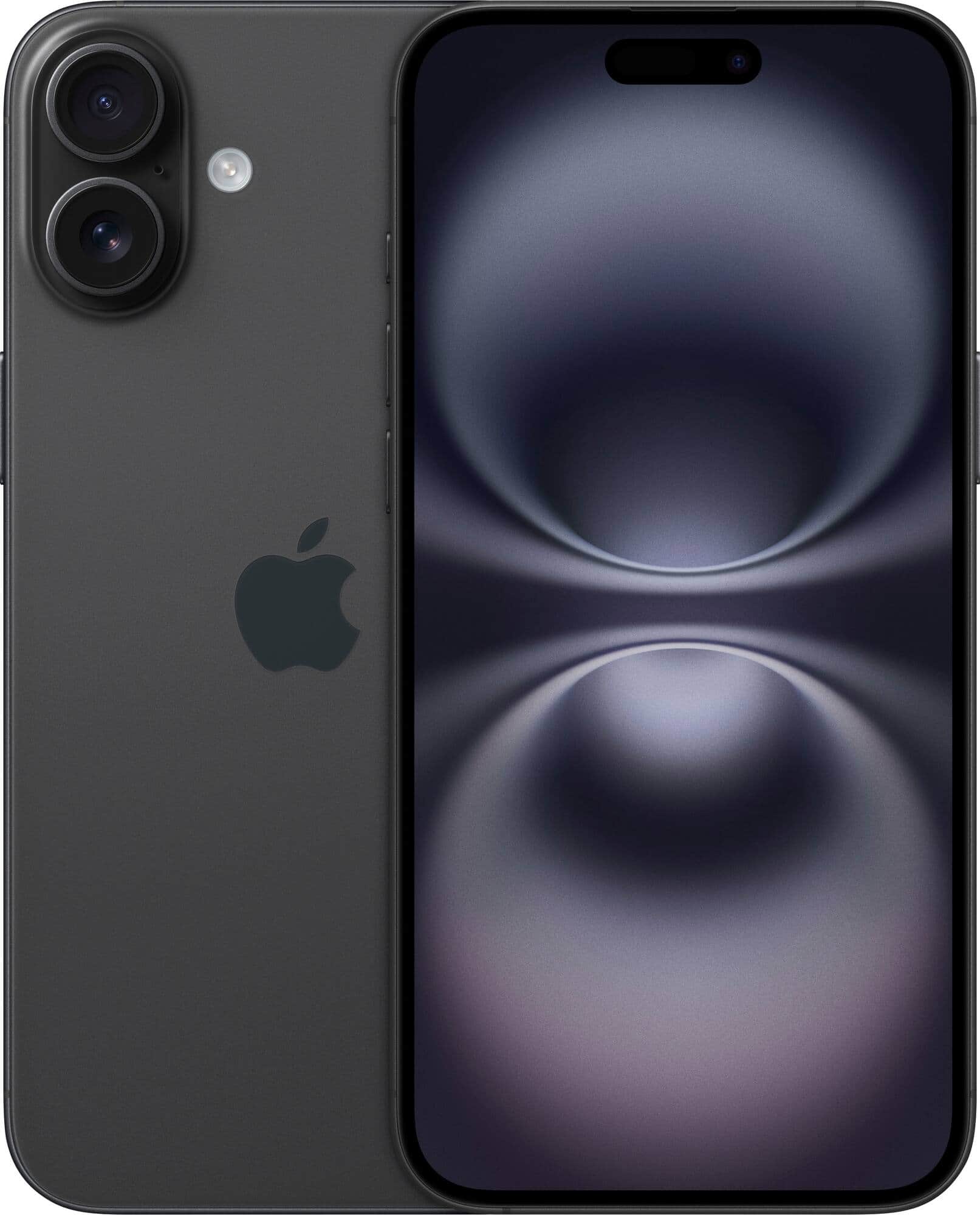 Front. Apple - Apple iPhone 16 256GB GSM / CDMA Unlocked Phone - Black - Black.