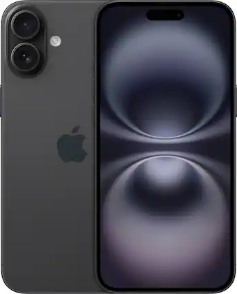Front. Apple - iPhone 16 5G 256GB - Apple Intelligence - (Unlocked) - Black.
