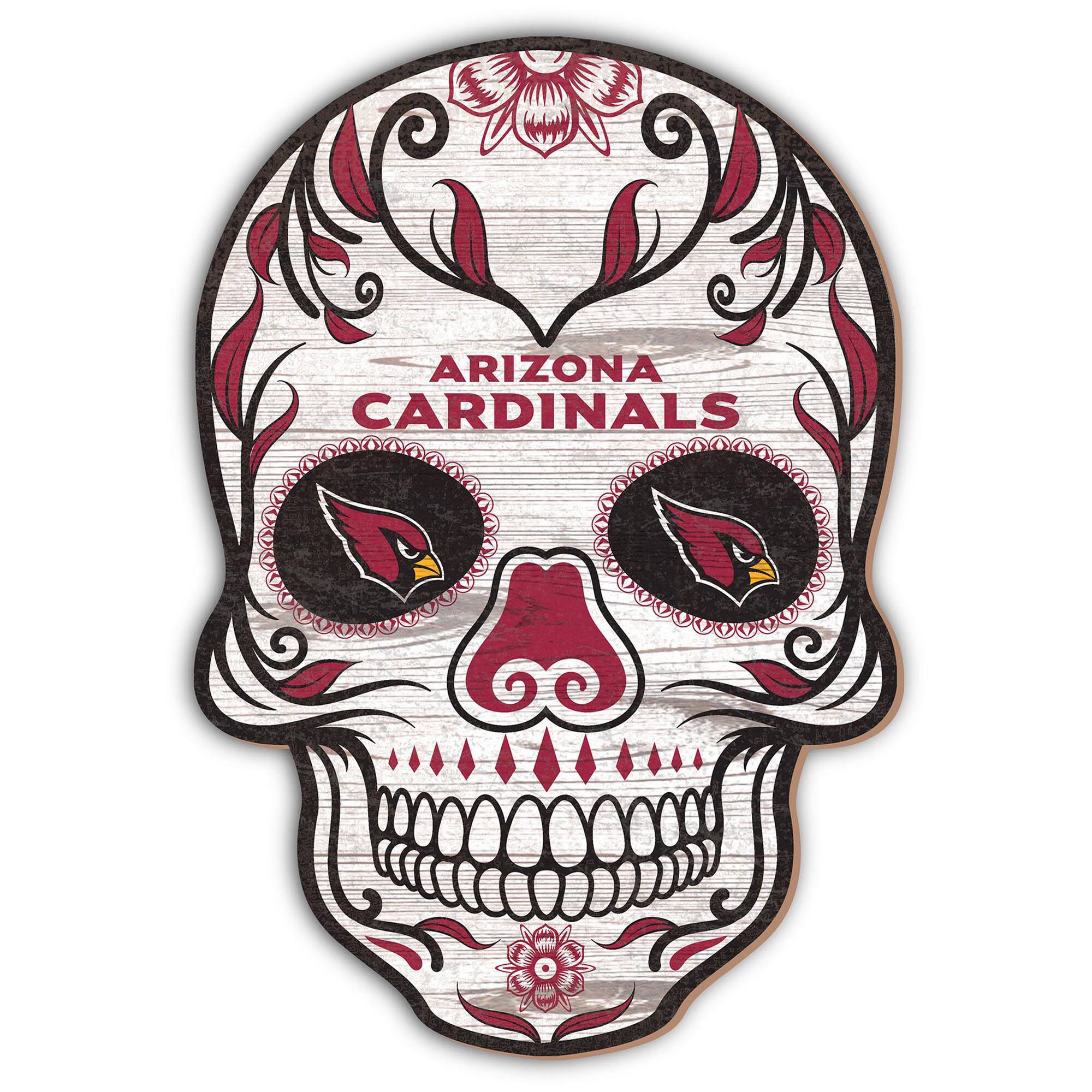 Arizona Cardinals 12'' Sugar Skull Sign