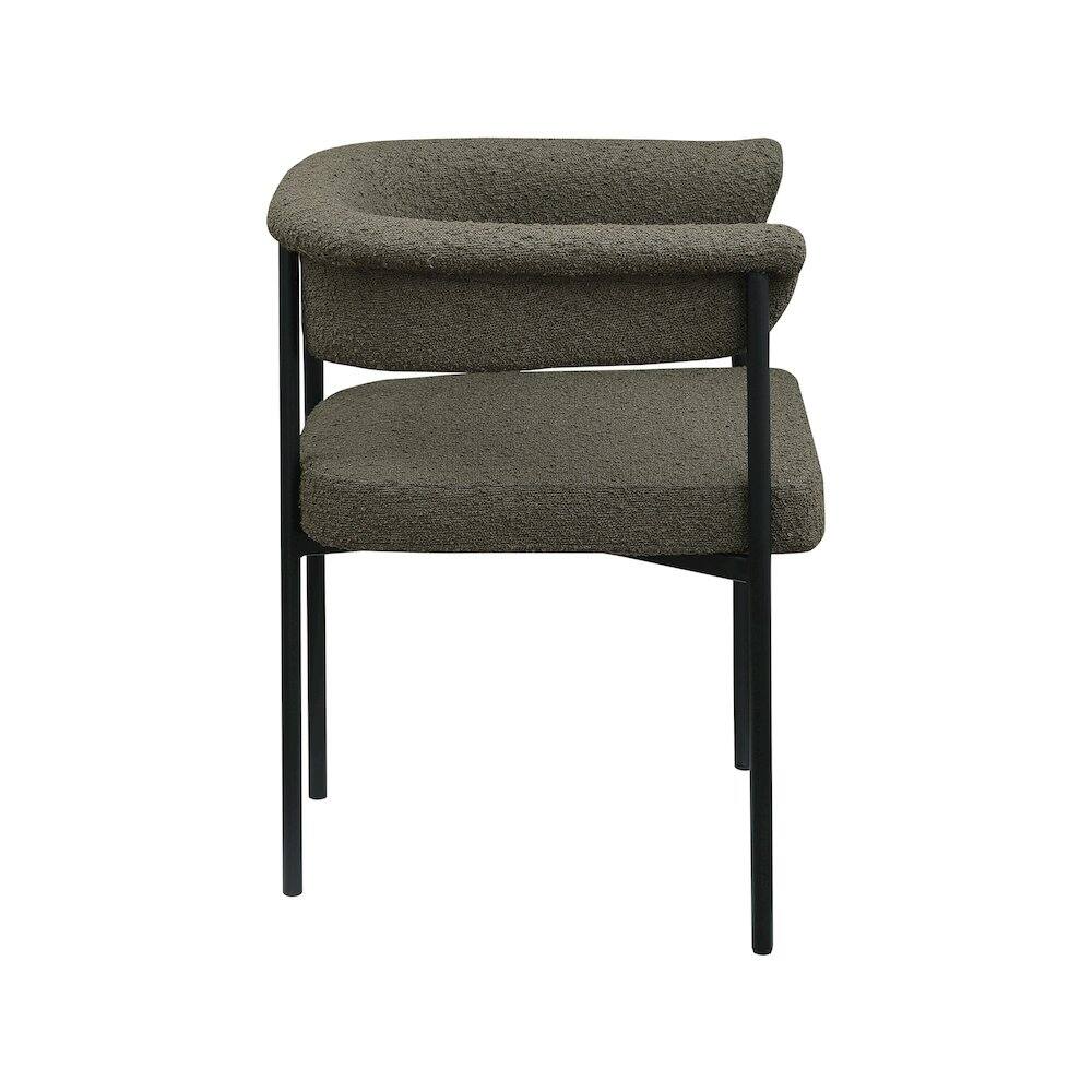 Alt View 2. Meridian Furniture - Malin Olive Boucle Fabric Dining Chair, Set of 2 - Green.
