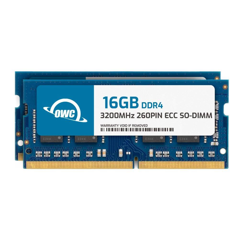 OWC - 32GB (2x16GB) DDR4 3200MHz PC4-25600 CL22 1RX8 ECC Unbuffered SODIMM 1.2V 260-pin - Black Chips