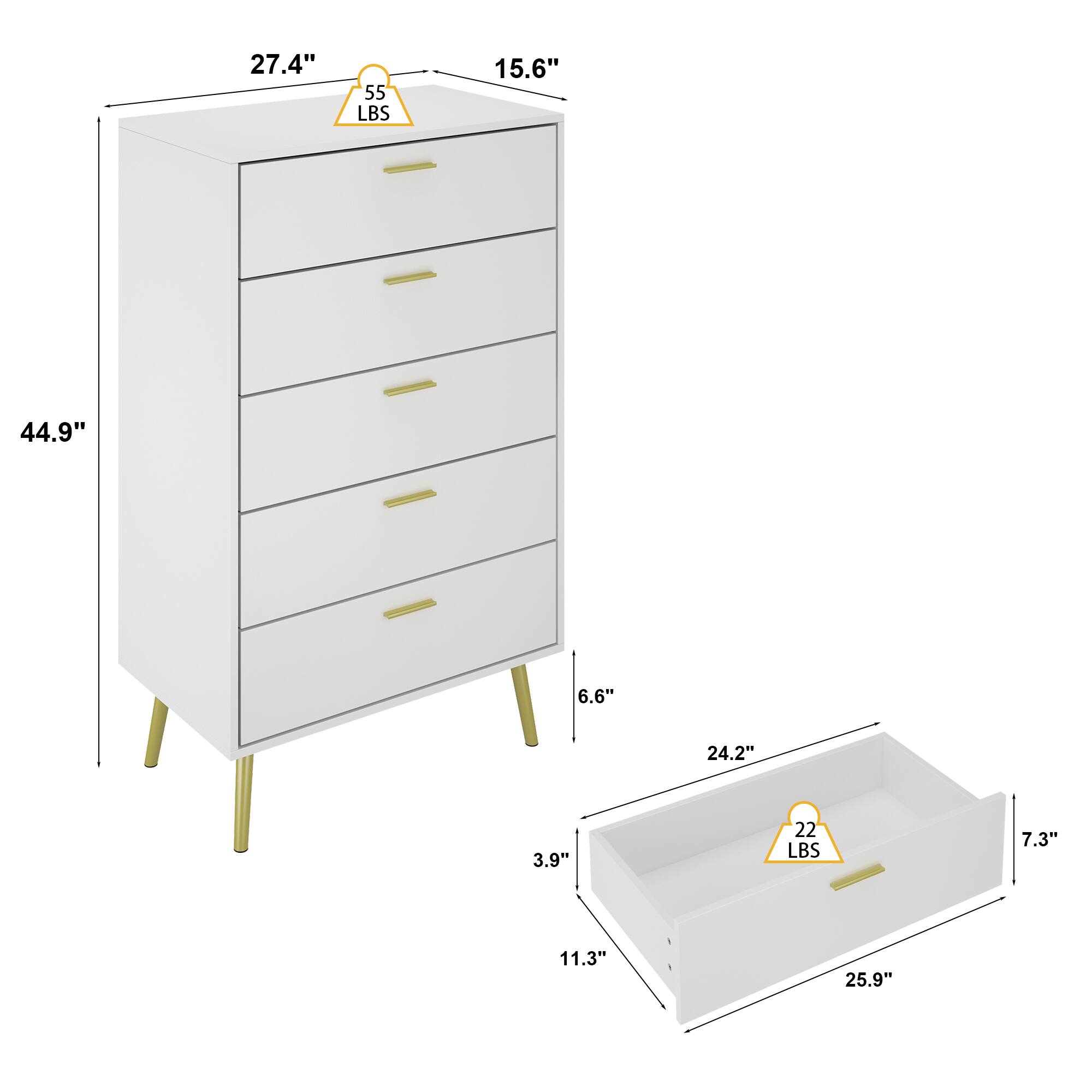27.4" x 15.6" x 44.9" x 6.6" x 3.9" x 11.3"  
55 LBS  
24.2" x 7.3" x 25.9"  
22 LBS