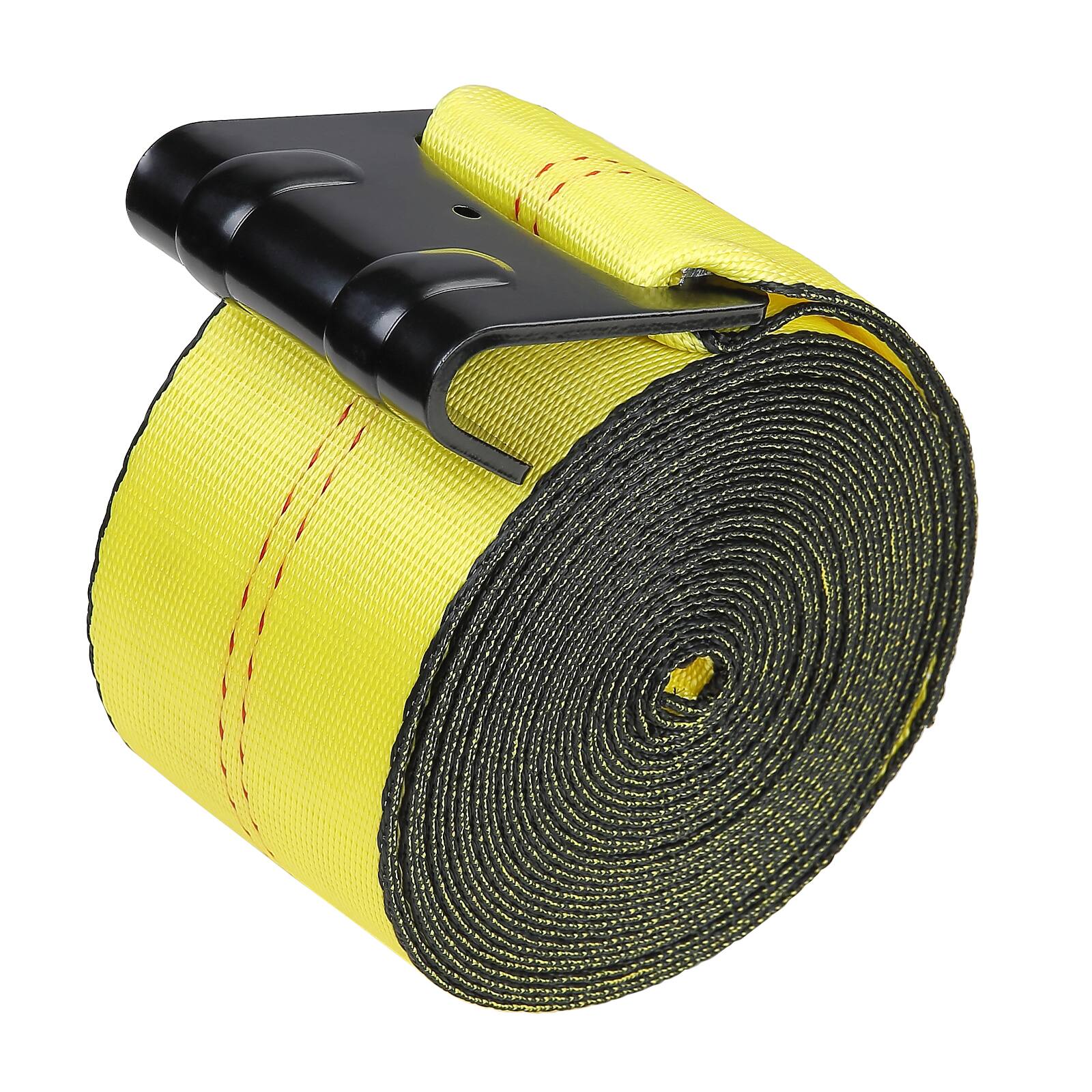 Alt View 5. VEVOR - Winch Straps, 4" x 40', 6000 lbs Load Capacity, 18000 lbs Break Strength, Truck Straps with Flat Hook, Tie Downs Cargo - Yellow.