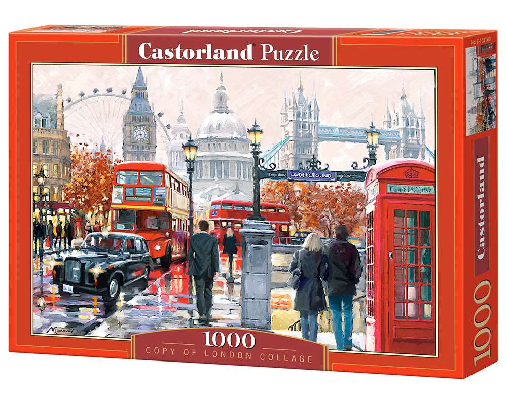 Castorland - 1000 Piece Jigsaw Puzzle, London Collage, Colorful Puzzle of the UK, London puzzle, European, C-103140-2 - Red