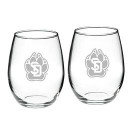 Jardine - South Dakota Coyotes 2-Piece 21oz. Stemless Wine Glass Set - Multicolor