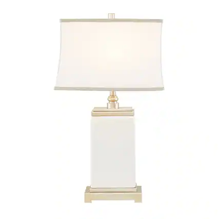 Front. Luckbyte - Rectangular Ceramic Table Lamp.