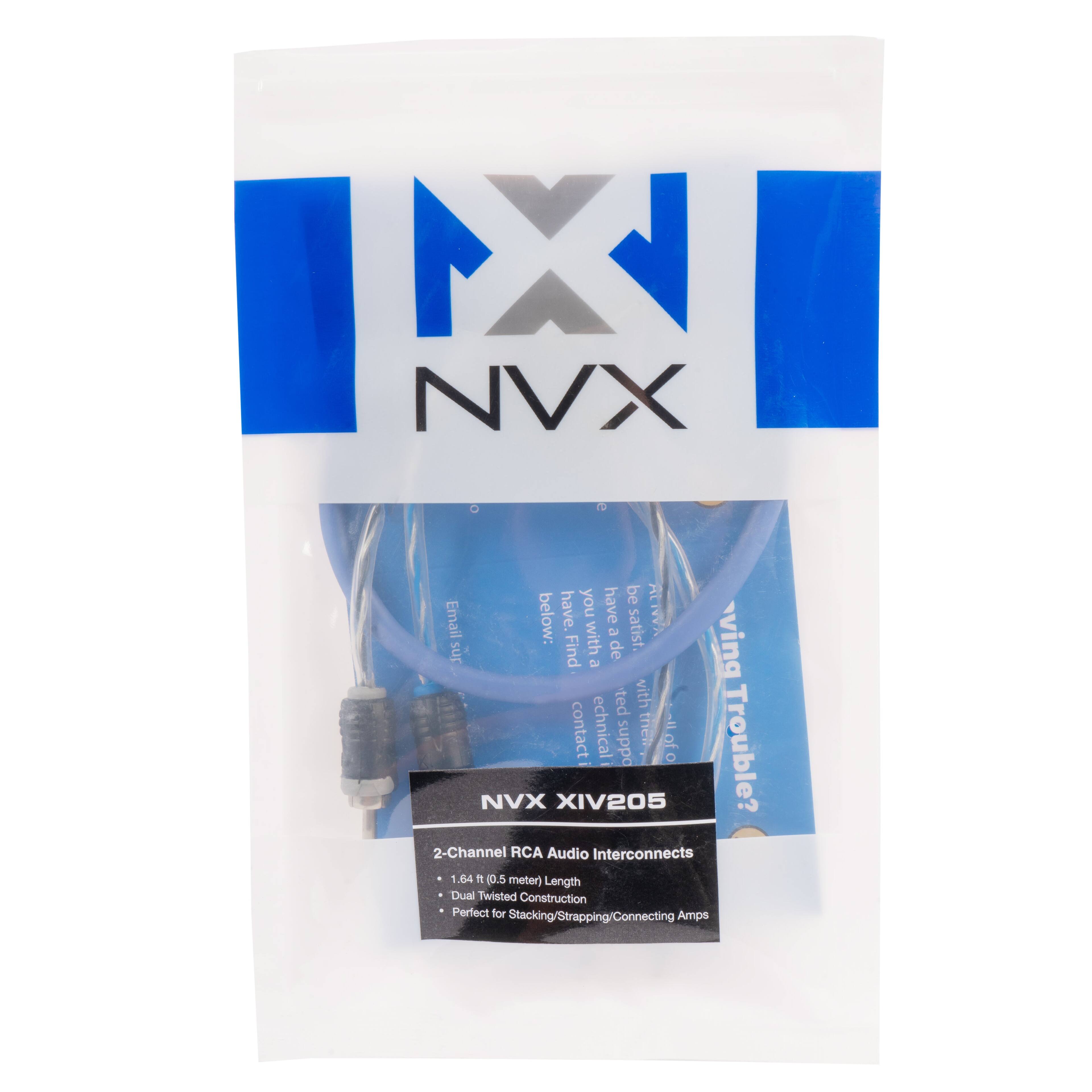 IX NVX be IM have. you have Email below: with a satist wing sup Find de L ted with contact echnical suppo themr ILof O Trouble? NVX XIV205 2-Channel RCA Audio Interconnects 1 64 1 0.5 meter) Length Dual Twisted Construction Perfect for Stacking/Strapping/Connecting Amps

NVX XIV205  
2-Channel RCA Audio Interconnects  
- 1.64 ft (0.5 meter) Length  
- Dual Twisted Construction  
- Perfect for Stacking/Strapping/Connecting Amps