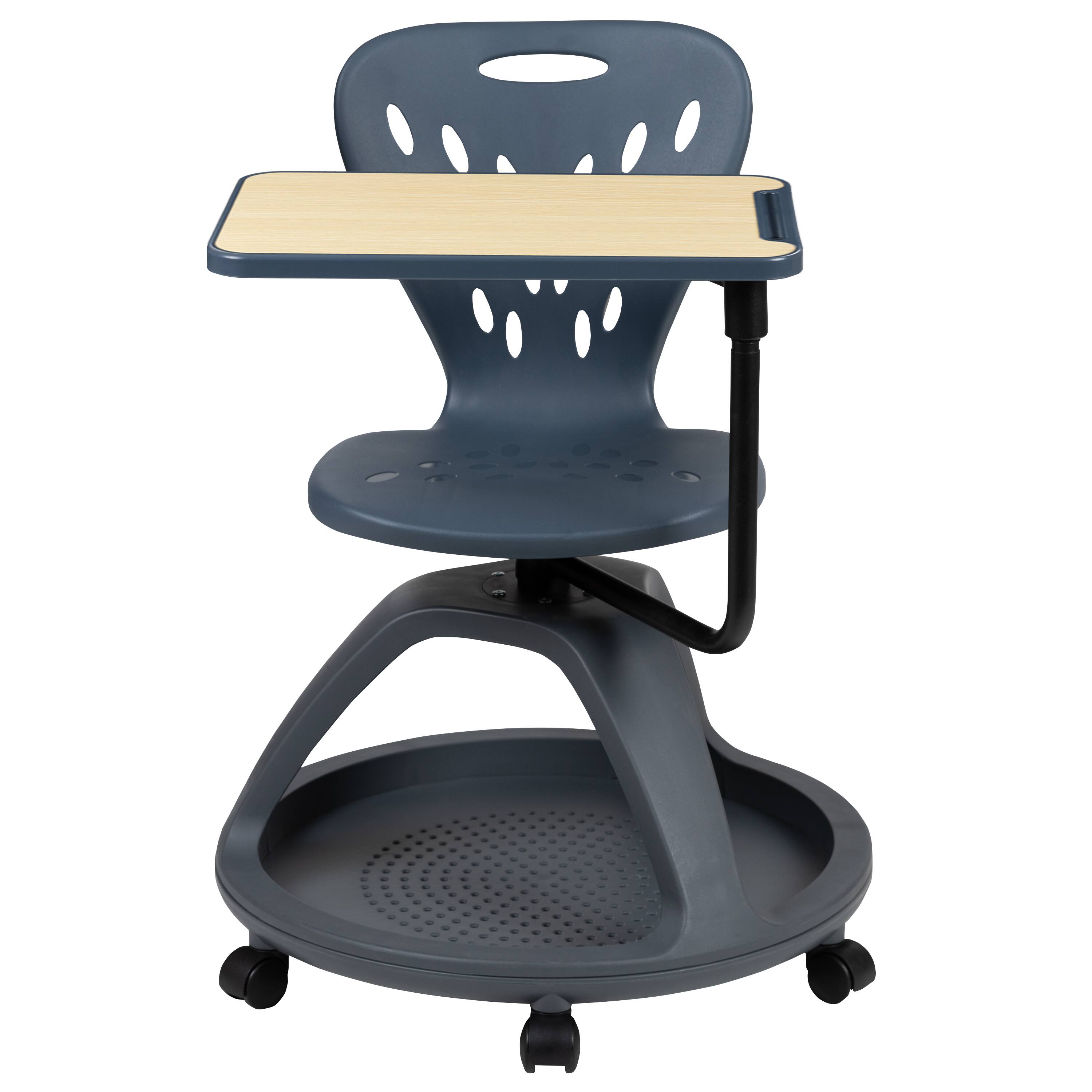 Alt View 7. Emma + Oliver - Mobile Desk Chair - 360° Tablet Rotation and Storage Cubby - Dark Gray.