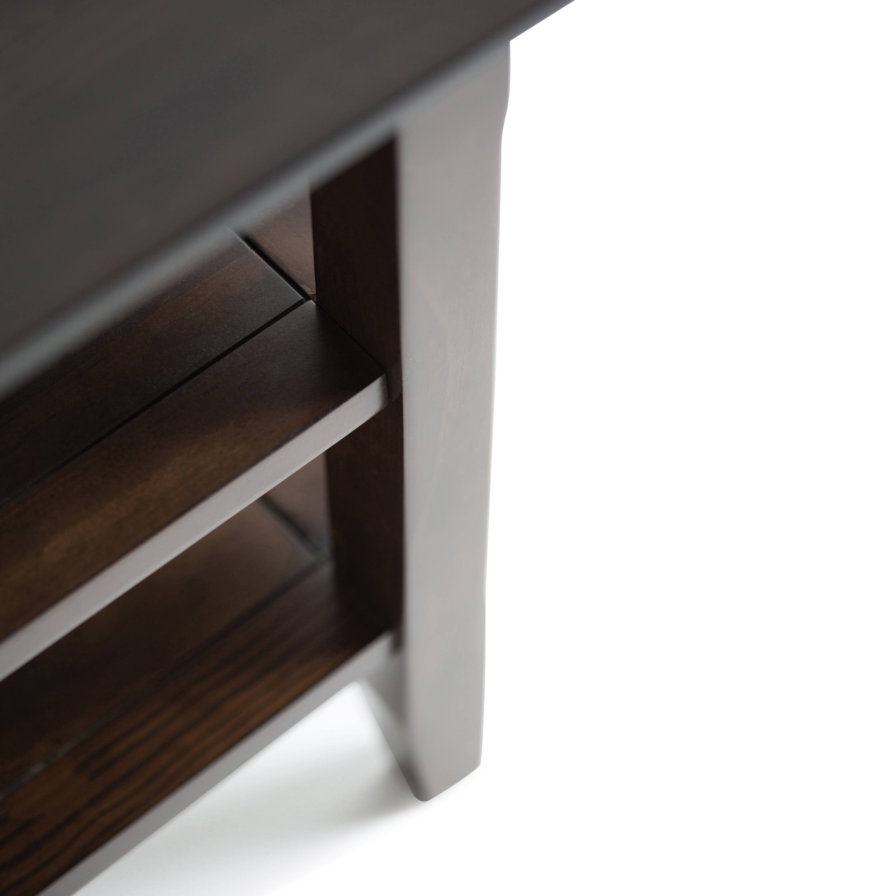 Back. Simpli Home - Acadian 14 inch Solid Wood Transitional Narrow Side Table in Brunette Brown (Set of 2) - Brunette Brown.