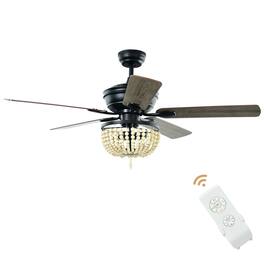 Costway - 52'' Retro Ceiling Fan Light w/ Reversible Blades Remote Control Matte - Matte Black