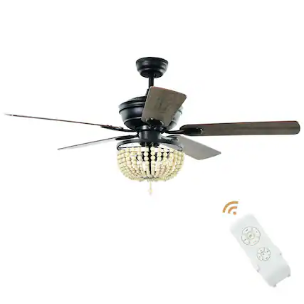 Front. Costway - Costway 52'' Retro Ceiling Fan Light w/ Reversible Blades Remote Control Matte - Matte Black.