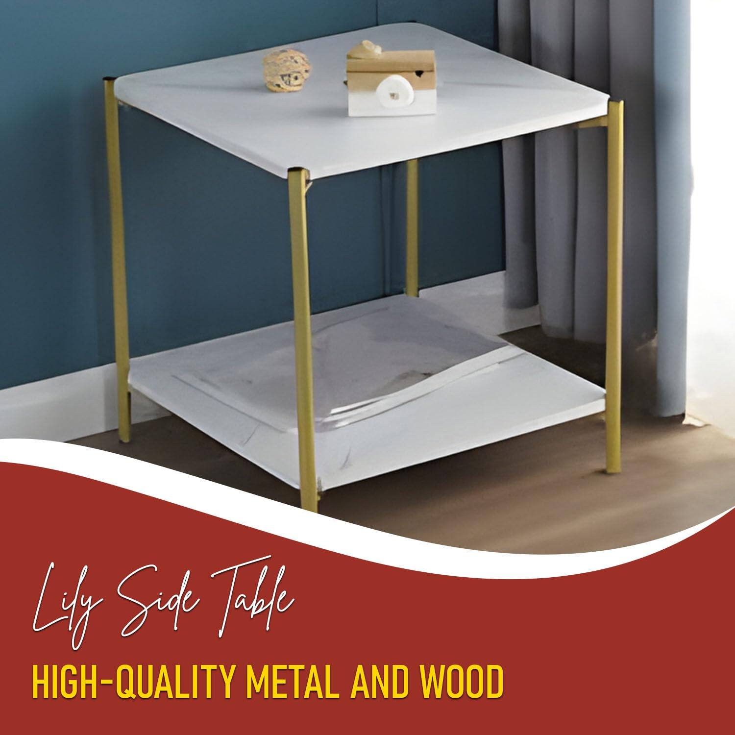 Lily Side Table  
HIGH-QUALITY METAL AND WOOD