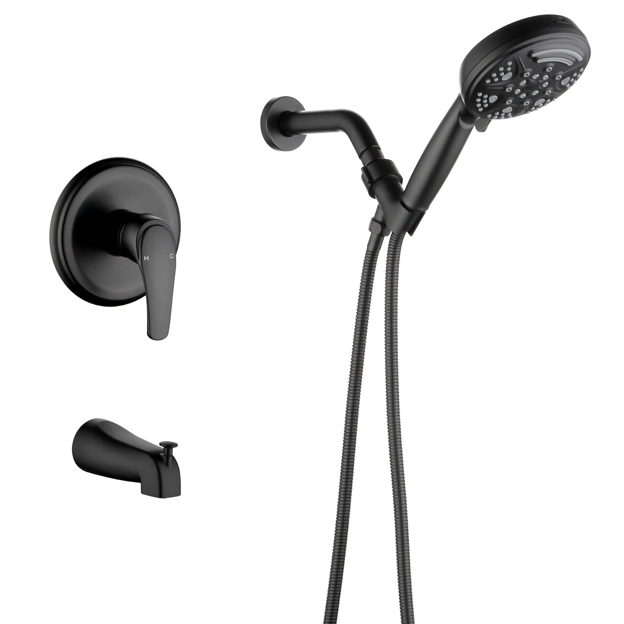 Boyel Living - Shower Set with 9 Function Handheld Shower and cUPC Pressure Balance Valve - Matte Black