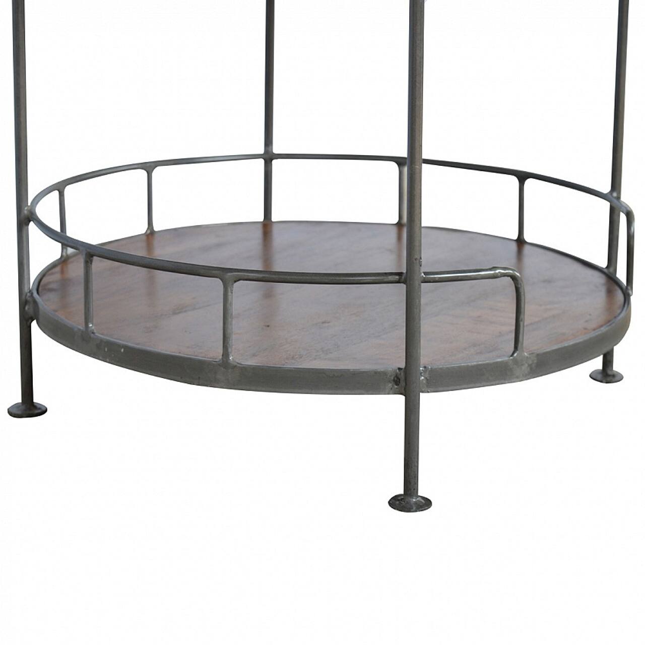 Alt View 8. Artisan Furniture - Artisan Furniture Solid Wood Industrial Round Butler Tray Table, 3 Shelves, Brown - Brown.