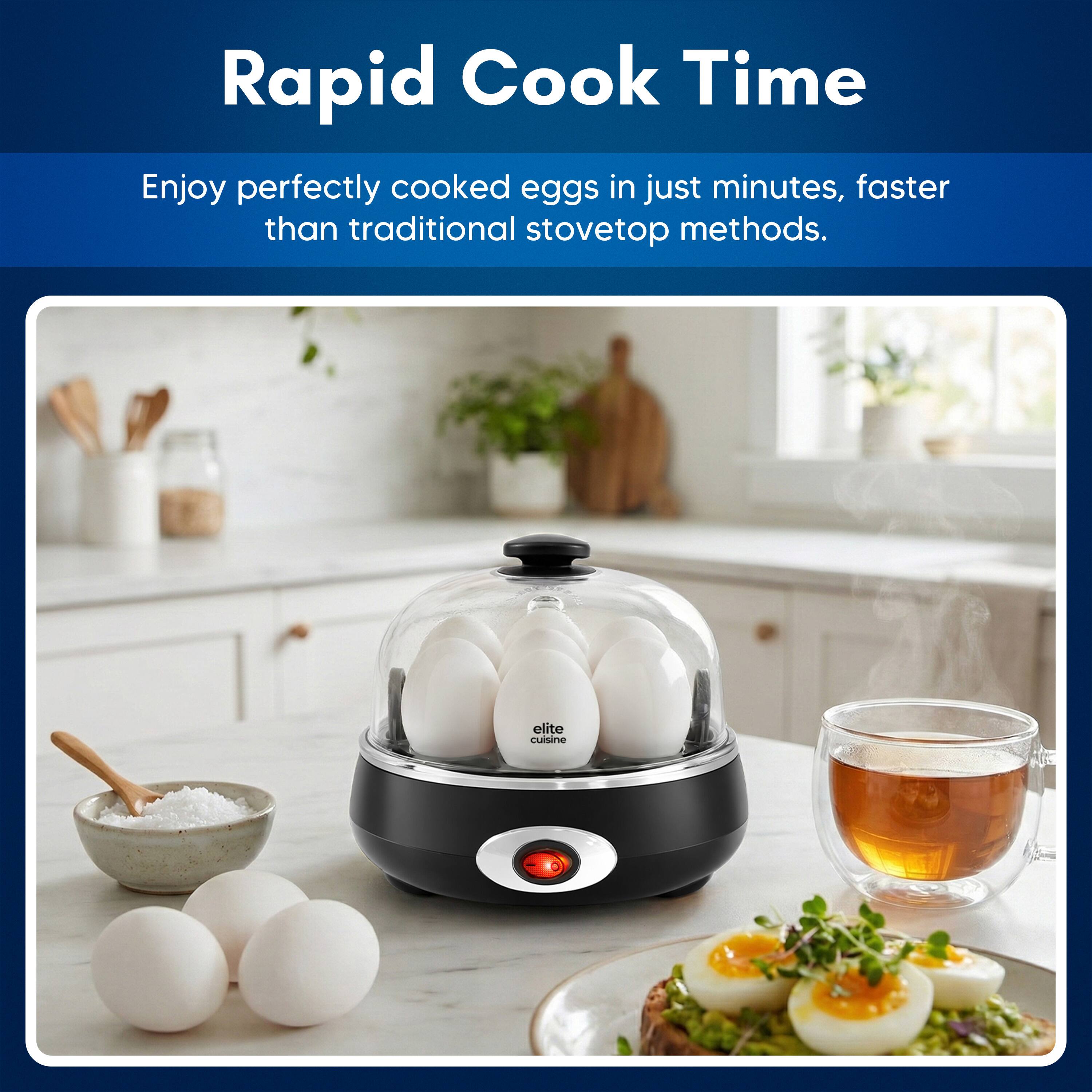 Rapid Cook Time

Enjoy perfectly cooked eggs in just minutes, faster than traditional stovetop methods.
