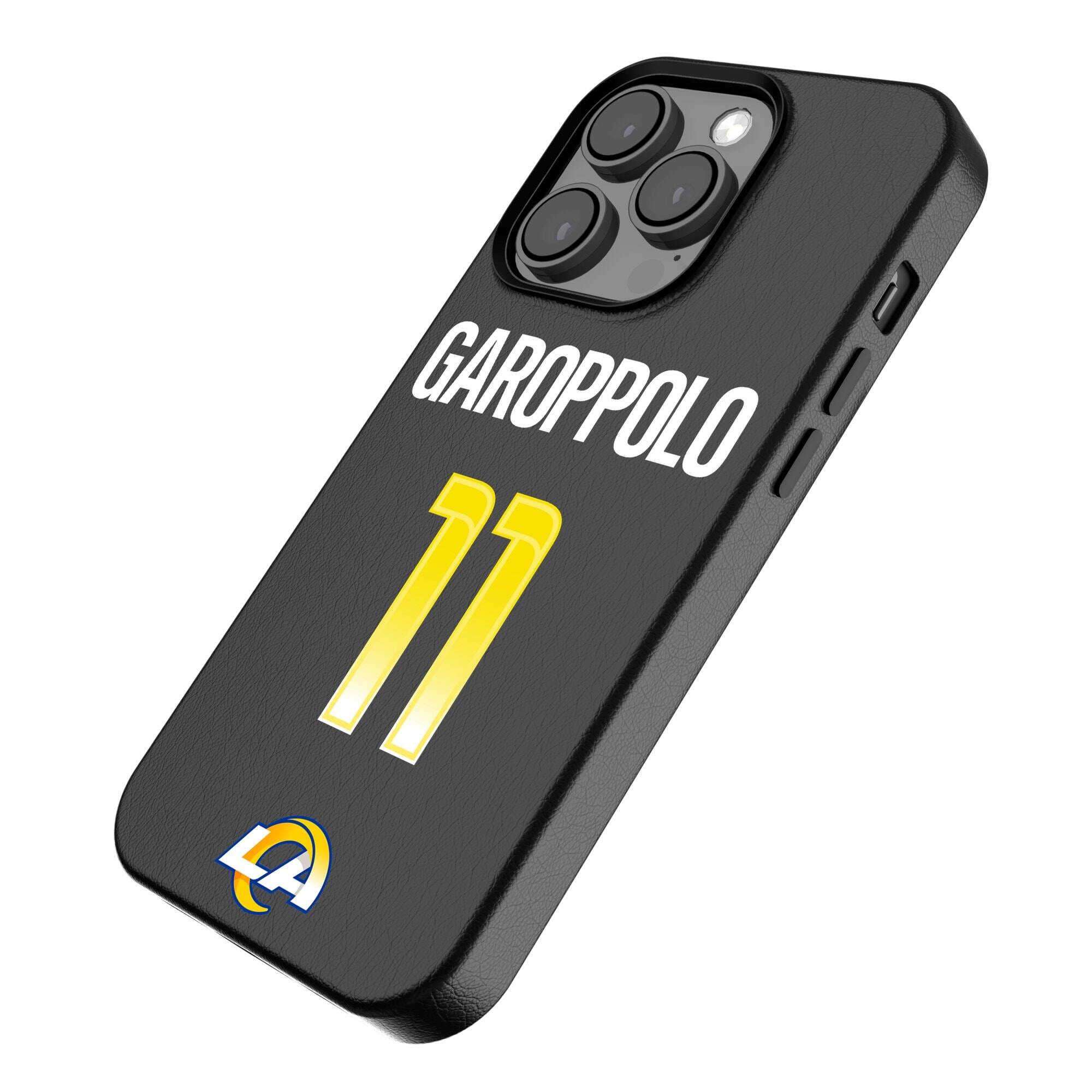 Alt View 1. Keyscaper - Jimmy Garoppolo-Black Los Angeles Rams iPhone Magnetic Bump Case - 15 Pro Max - Black.