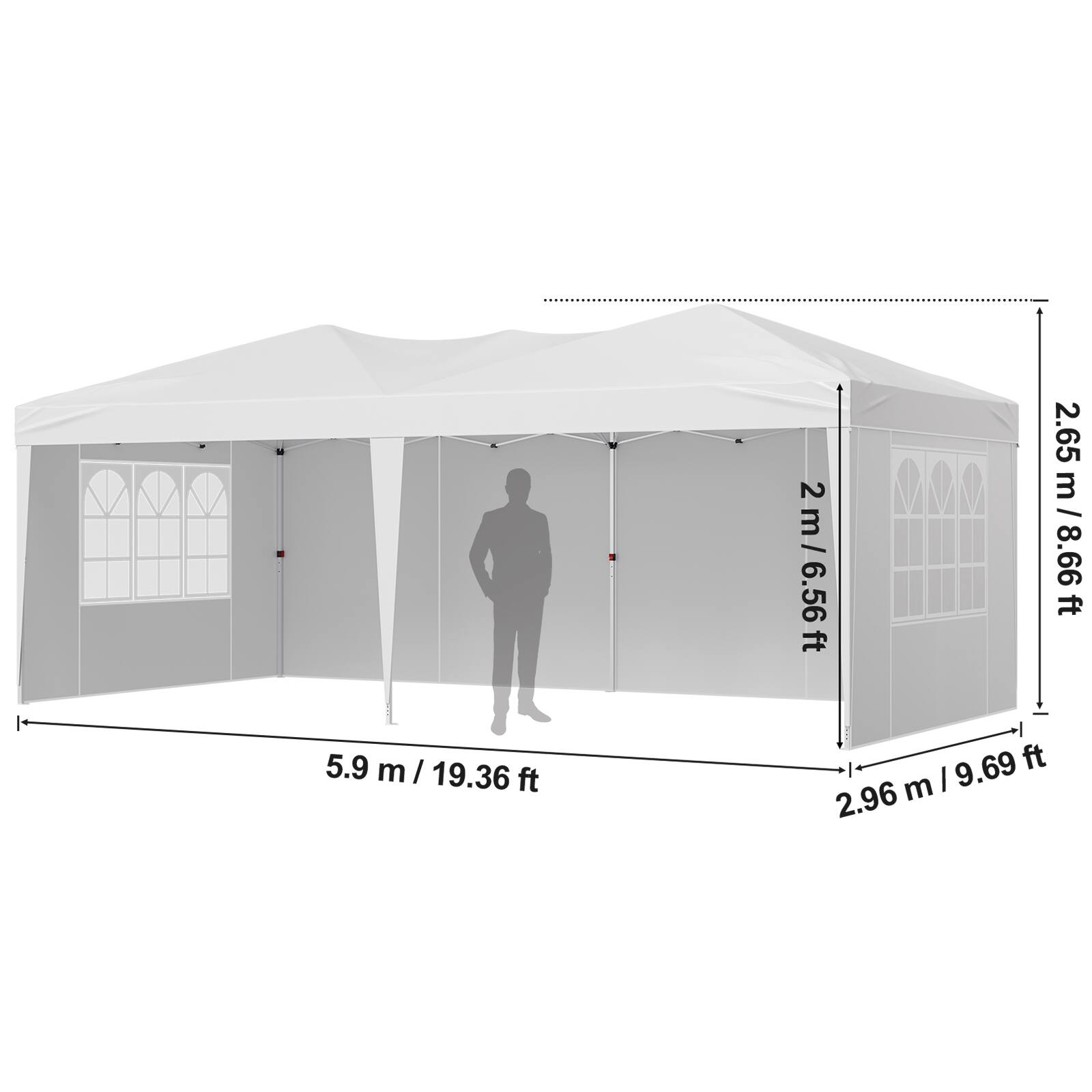 5.9 m / 19.36 ft  
2.65 m / 8.66 ft  
2 m / 6.56 ft  
2.96 m / 9.69 ft