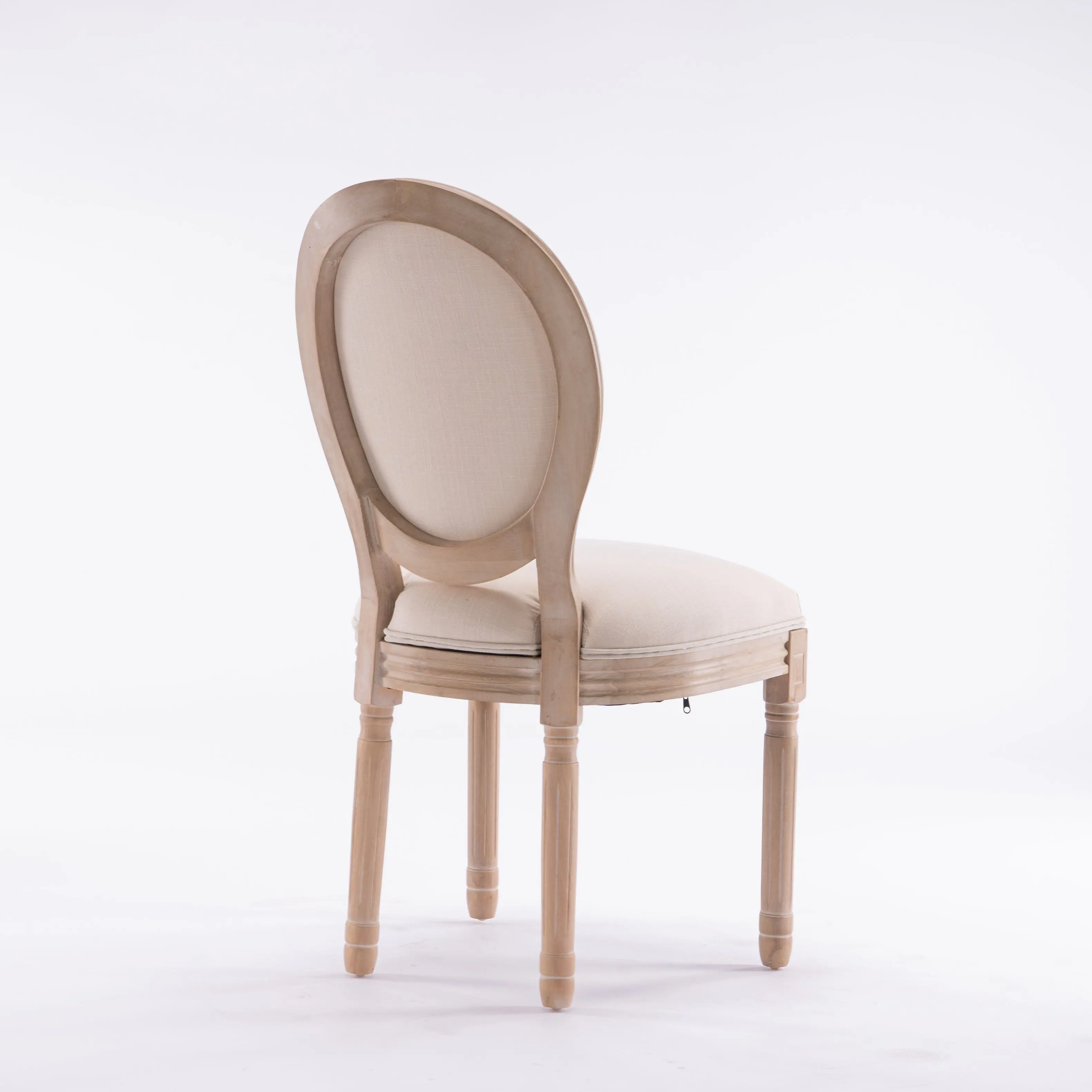 Alt View 4. Lirago - 19 Inch French Style Dining Chairs Set of 2 Linen Fabric Upholstered Oval Back Solid Wood Frame - Beige.