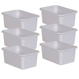 Teacher Created Resources - White Small Plastic Storage Bin, Pack of 6