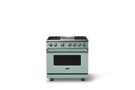 Viking - 36"W. Pro5S 5.6 Cu. Ft. Freestanding Self-Clean Sealed 4B LP DF Convection Range/Grdl-Splash/Brushed Brass - Splash