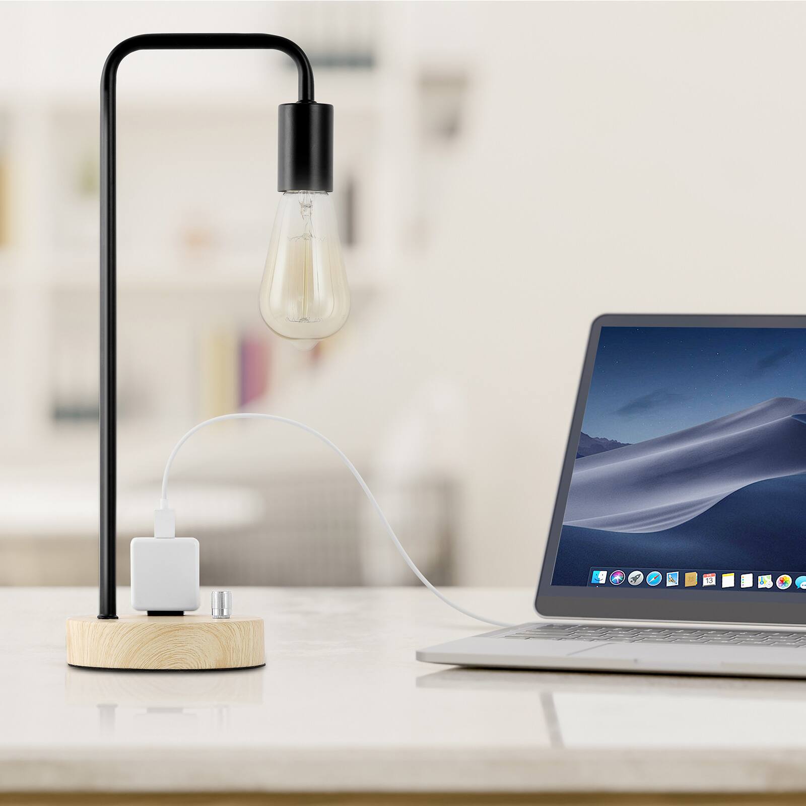 Alt View 1. Oumilen - Industrial Table Lamp with Dual USB Port and AC Outlet, Vintage Ideal Desk Lamp.