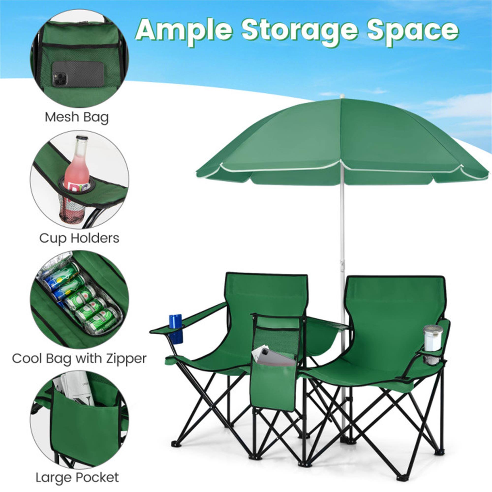 Ample Storage Space

- Mesh Bag
- Cup Holders
- Cool Bag with Zipper
- Large Pocket
