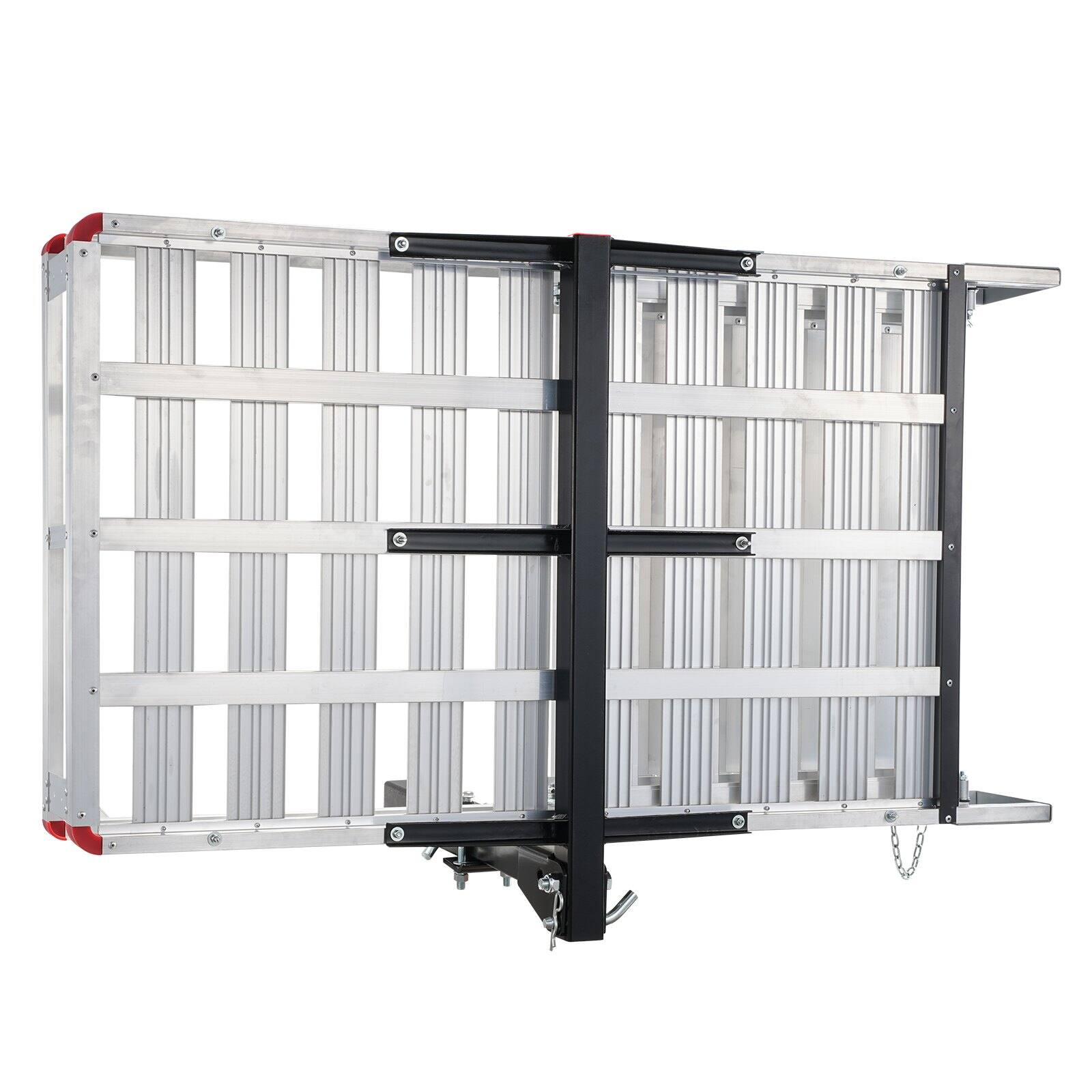 Front. Glintex - Aluminum Hitch Mount Cargo Carrier with 500 lbs Capacity, Folding Ramp, Straps, and Stabilizer for 2" Receiver - Natural.