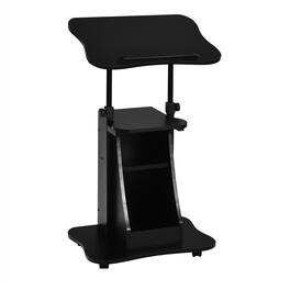 Ecooso - Mobile Podium Laptop Cart, Height Adjustable, Tilting Top, Storage Compartments, Rolling Stand - Black