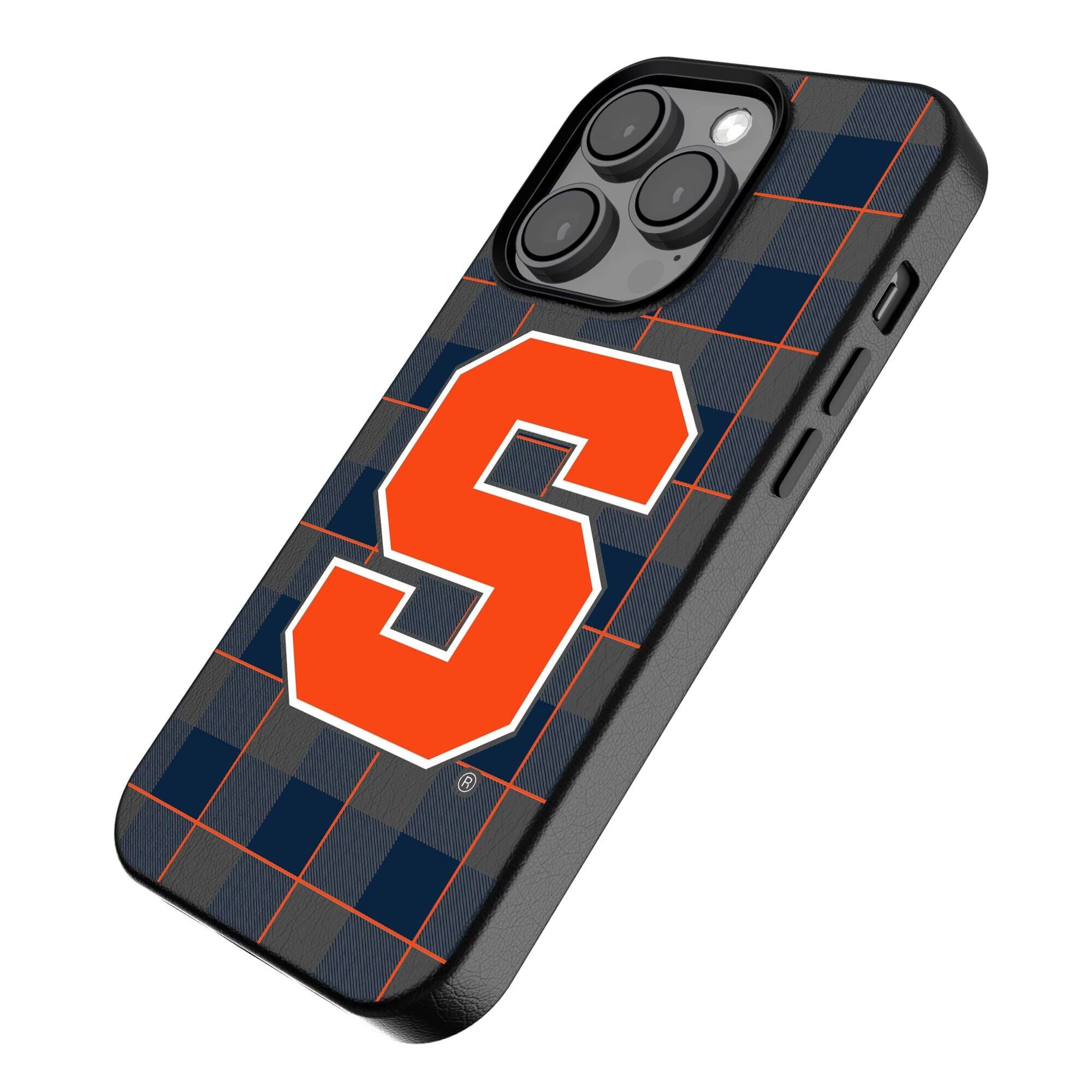 Alt View 1. Keyscaper - Syracuse Orange Plaid Magnetic Bump iPhone Case - 14 - Black.