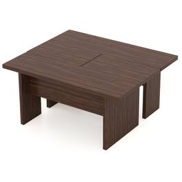 Gymax - Modular Coffee Table Set of 2 L Shaped Center Tables for Home Office Apartment - Brown