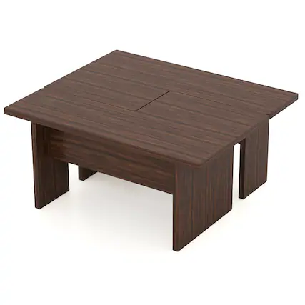 Front. Gymax - Gymax Modular Coffee Table Set of 2 L Shaped Center Tables for Home Office Apartment Brown - Brown.